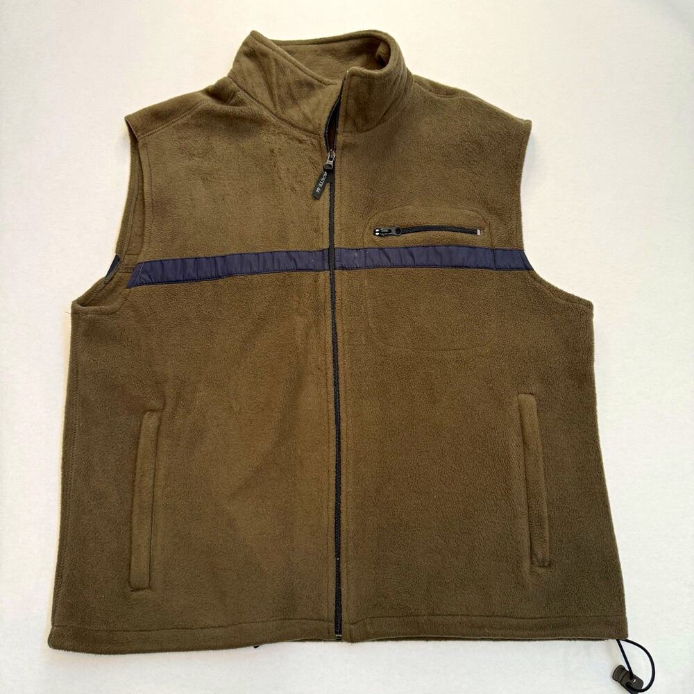 Vintage Route 66 Men’s L Brown Fleece Vest Full Zip Stand-Up Collar